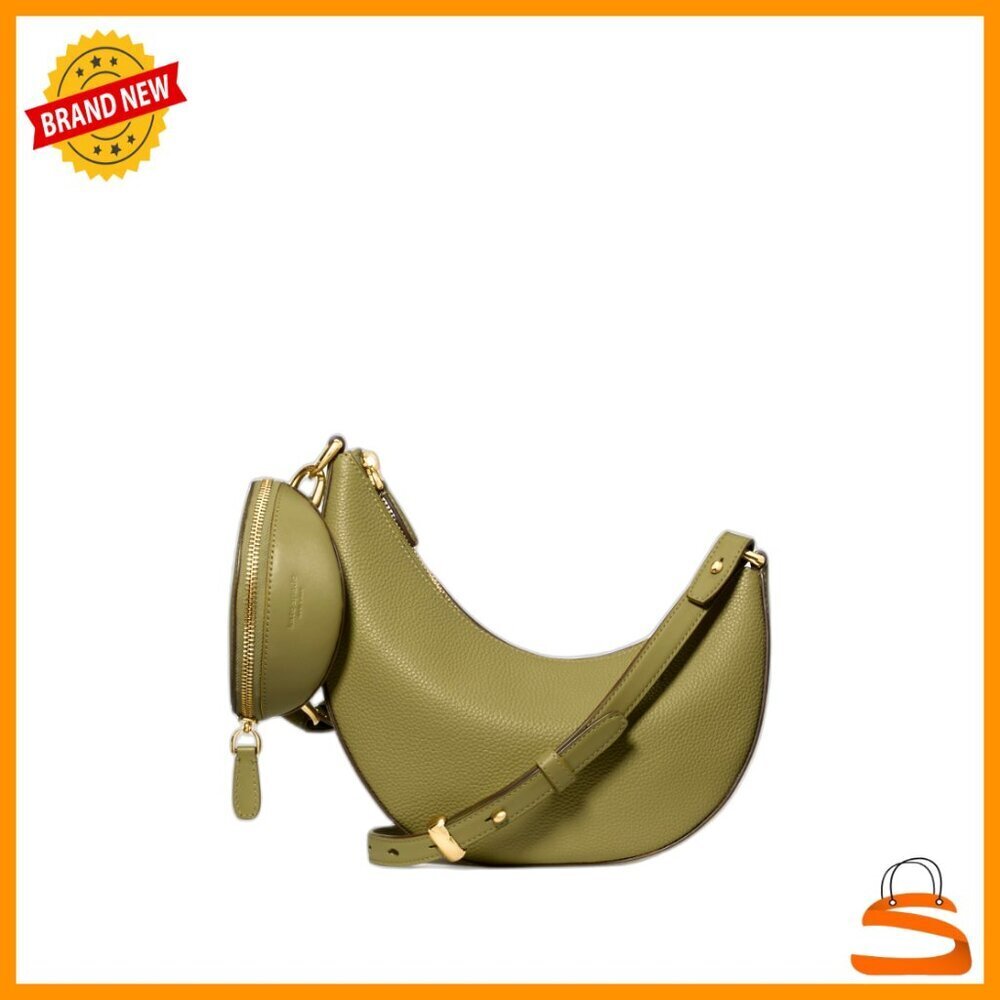 Convertible Pebbled Leather Crossbody Bag with Removable Pouch